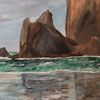 Haystack Rock reflections painting