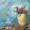 textured floral abstract acrylic painting