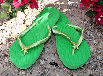 designer ribbon flip flops