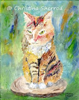 textured cat acrylic painting