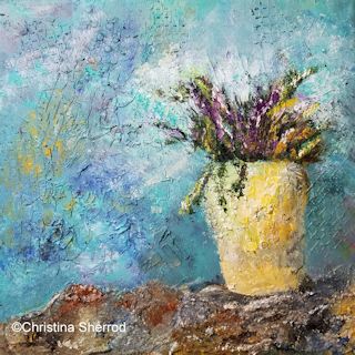 textured abstract floral with vase acrylic painting tutorial