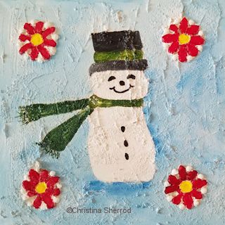 snowman painting lesson and pattern