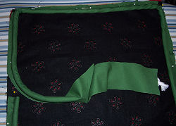 pin piping to right side of pillow front