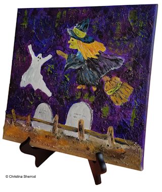 Witch Riding Broom painting video tutorial