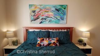 DIY abstract painting guest room make-over