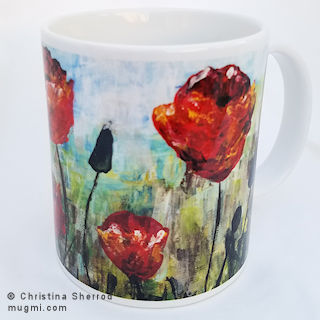 Phoenix sublimation printing art on mug seaside poppies