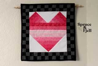 valentine heart strip quilt block